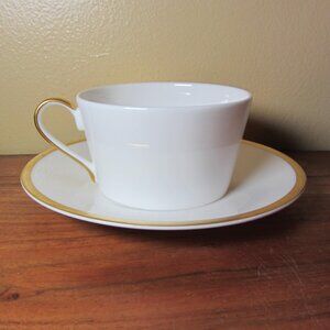 twig new york fine bone china golden edge 9 oz cup & saucer 24 k (W4767)